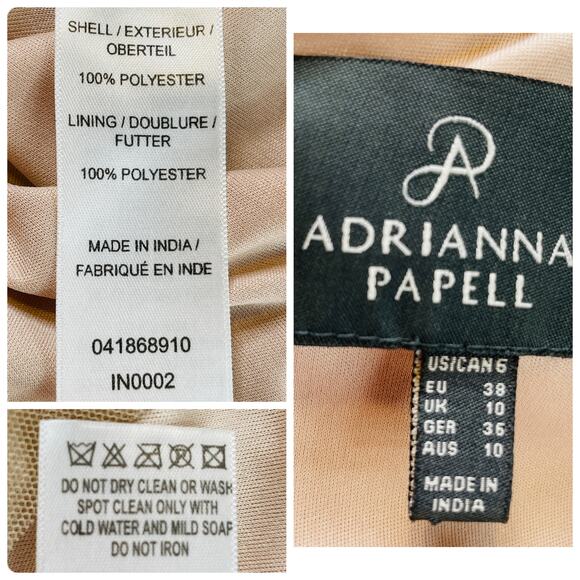 Adrianna Papell Nude Beaded Blouson Strappy Fancy Art Deco Cocktail Dress 6 - Picture 10 of 11